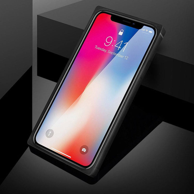 iPhone X/Xs Elegant Square Tempered Glass Back Case With Full Coverage Screen Protector