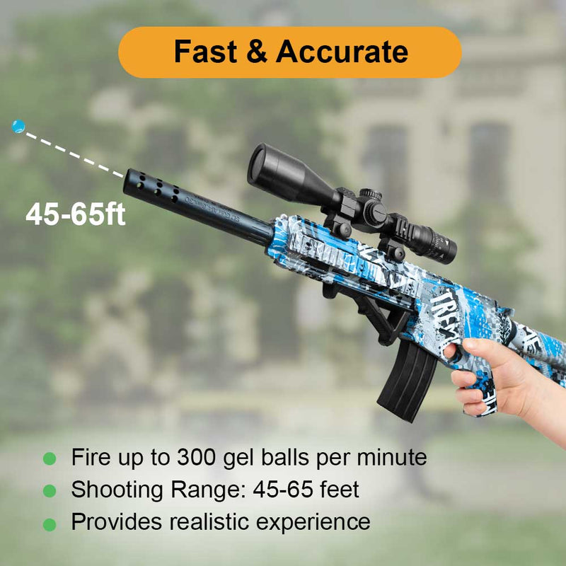 Gel Ball Blaster HK416, 10,000 Gel Balls, Rechargeable Battery, Goggles Included