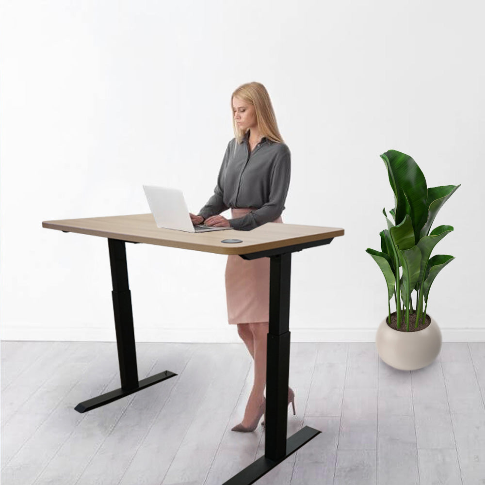 Girl Working on Height Adjustable Electric Desk